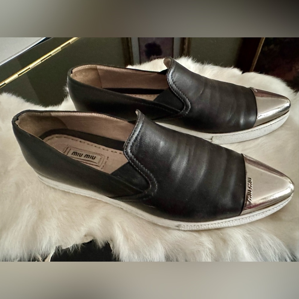 Miu Miu Black Slip-On Sneakers Shoes